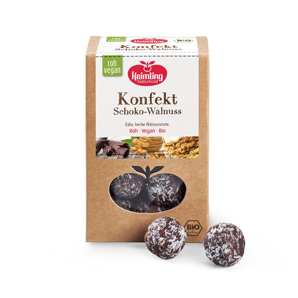 Konfekt Schoko-Kokos-Walnuss, bio 200 g - Menge: 200 g
